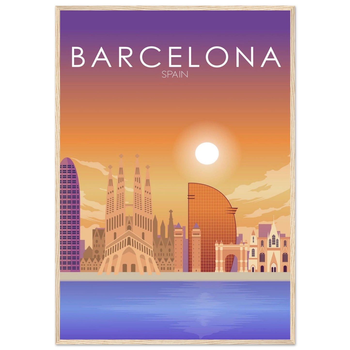 Barcelona Poster | Barcelona Wall Art | Barcelona Sunset Print