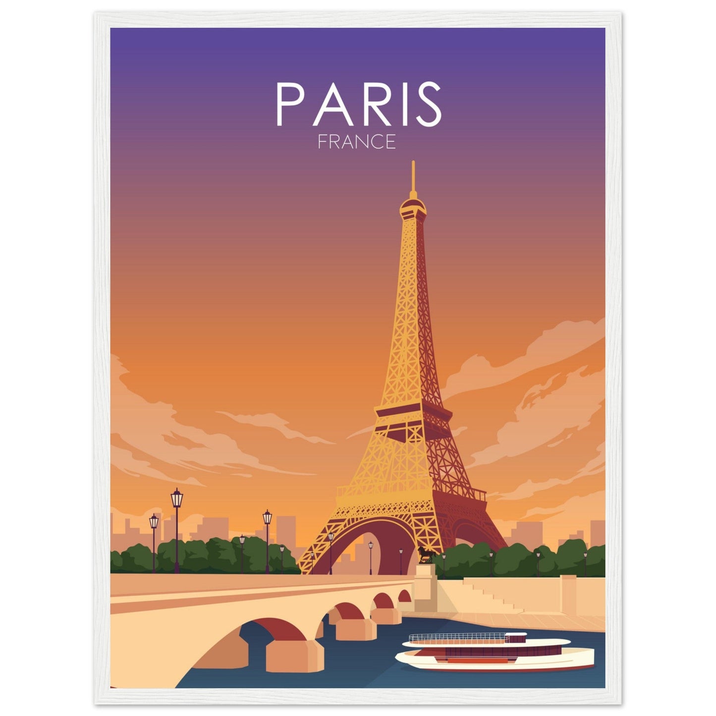 Paris Poster | Paris Wall Art | Paris Sunset Print