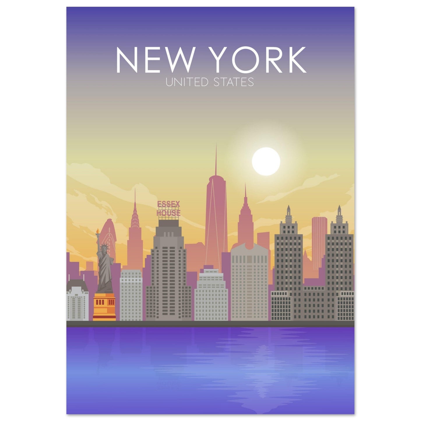 New York Poster | New York Wall Art | New York Sunset Print