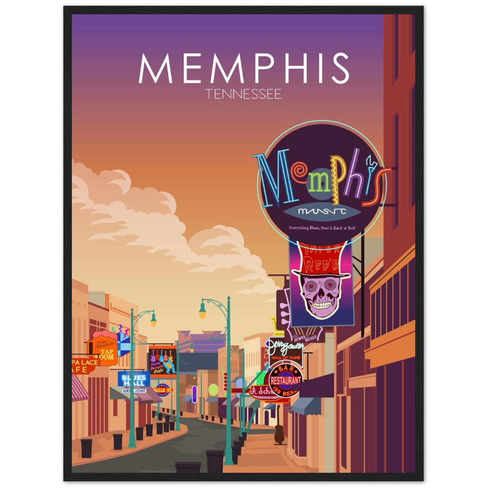 Memphis Poster | Memphis Wall Art | Memphis Sunset Print