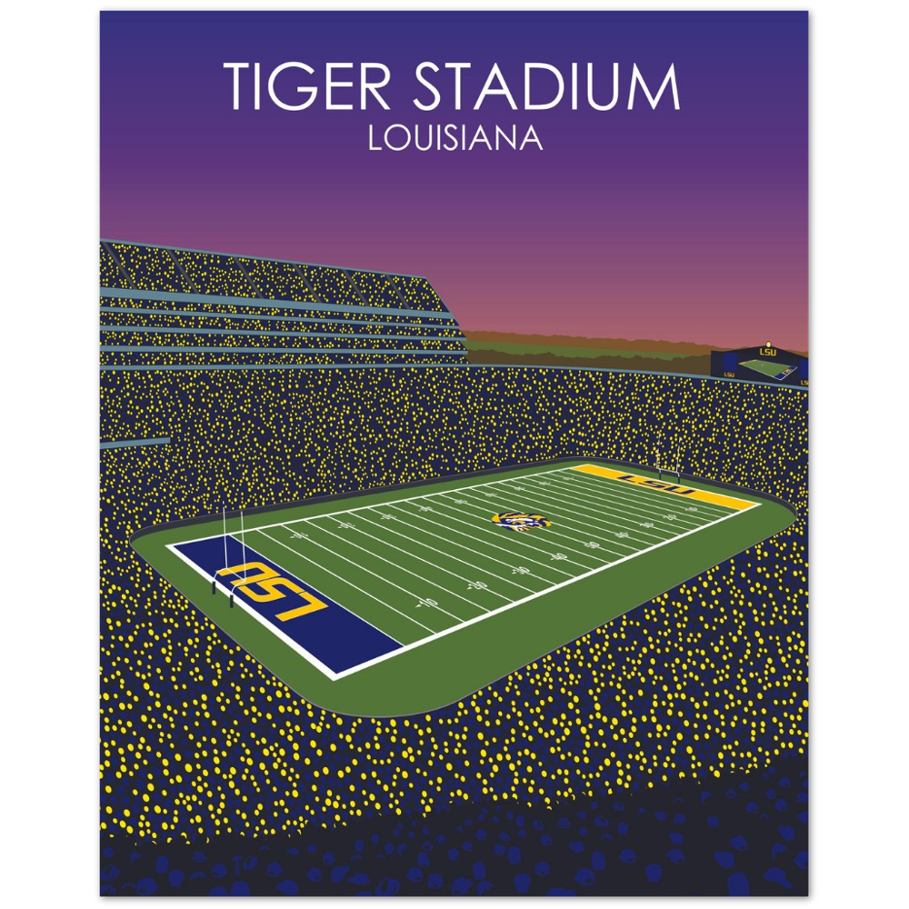Tiger Stadium Poster | LSU Print | University of Louisiana College Football Stadium Print