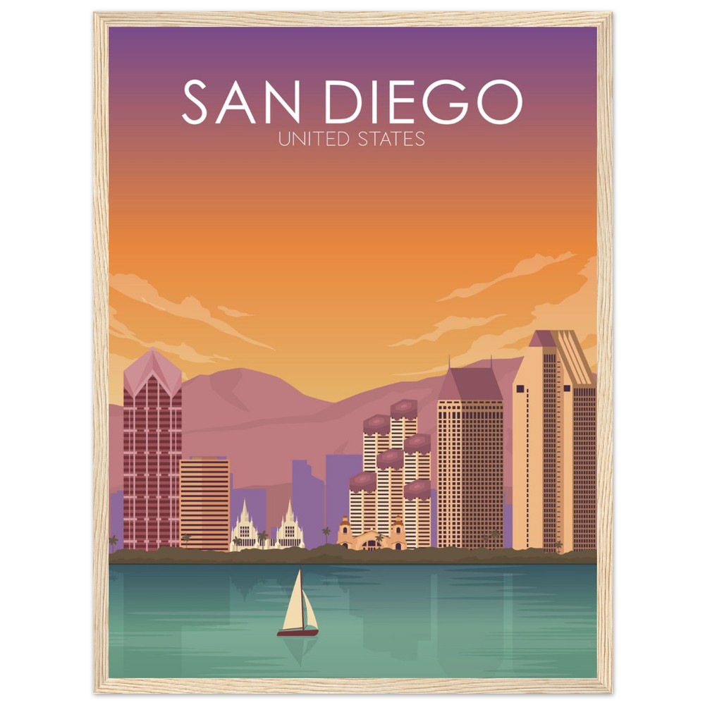 San Diego Poster | San Diego Wall Art | San Diego Sunset Print