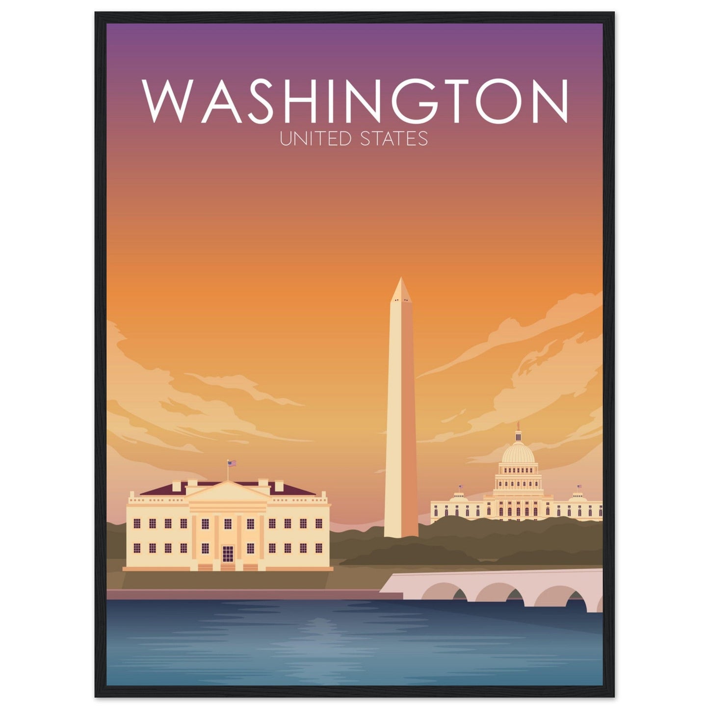 Washington Poster | Washington DC Wall Art | Washington DC Sunset Print