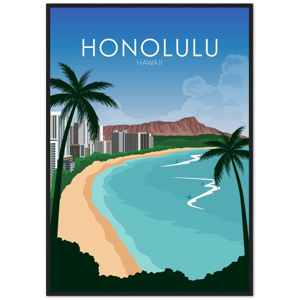 Honolulu Poster | Honolulu Wall Art | Honolulu Daytime Print
