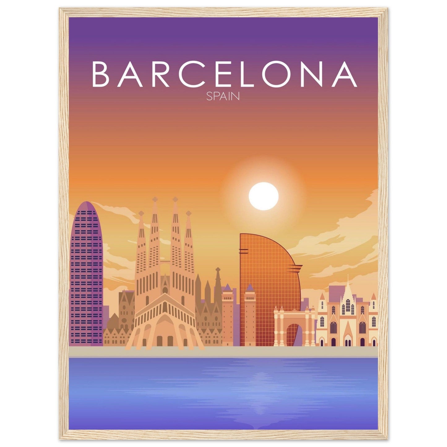 Barcelona Poster | Barcelona Wall Art | Barcelona Sunset Print