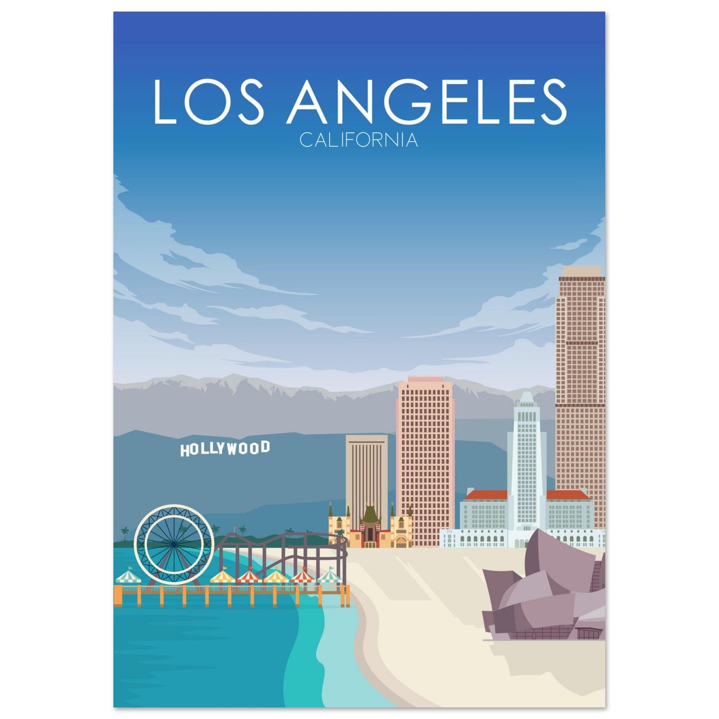 Los Angeles Poster | Los Angeles Wall Art | Los Angeles Daytime Print