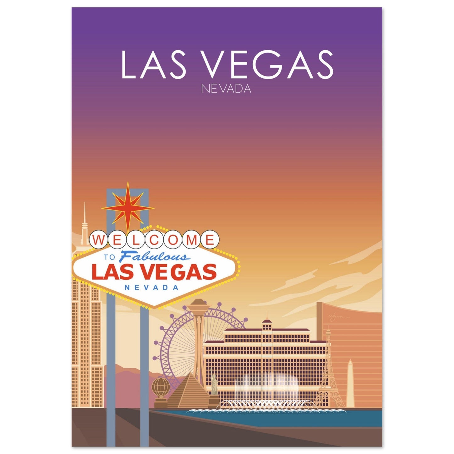 Las Vegas Poster | Las Vegas Wall Art | Las Vegas Sunset Print