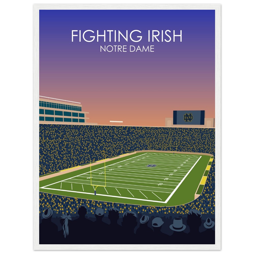Notre Dame Stadium Poster | University of Notre Dame Fighting Irish College Football Stadium Print