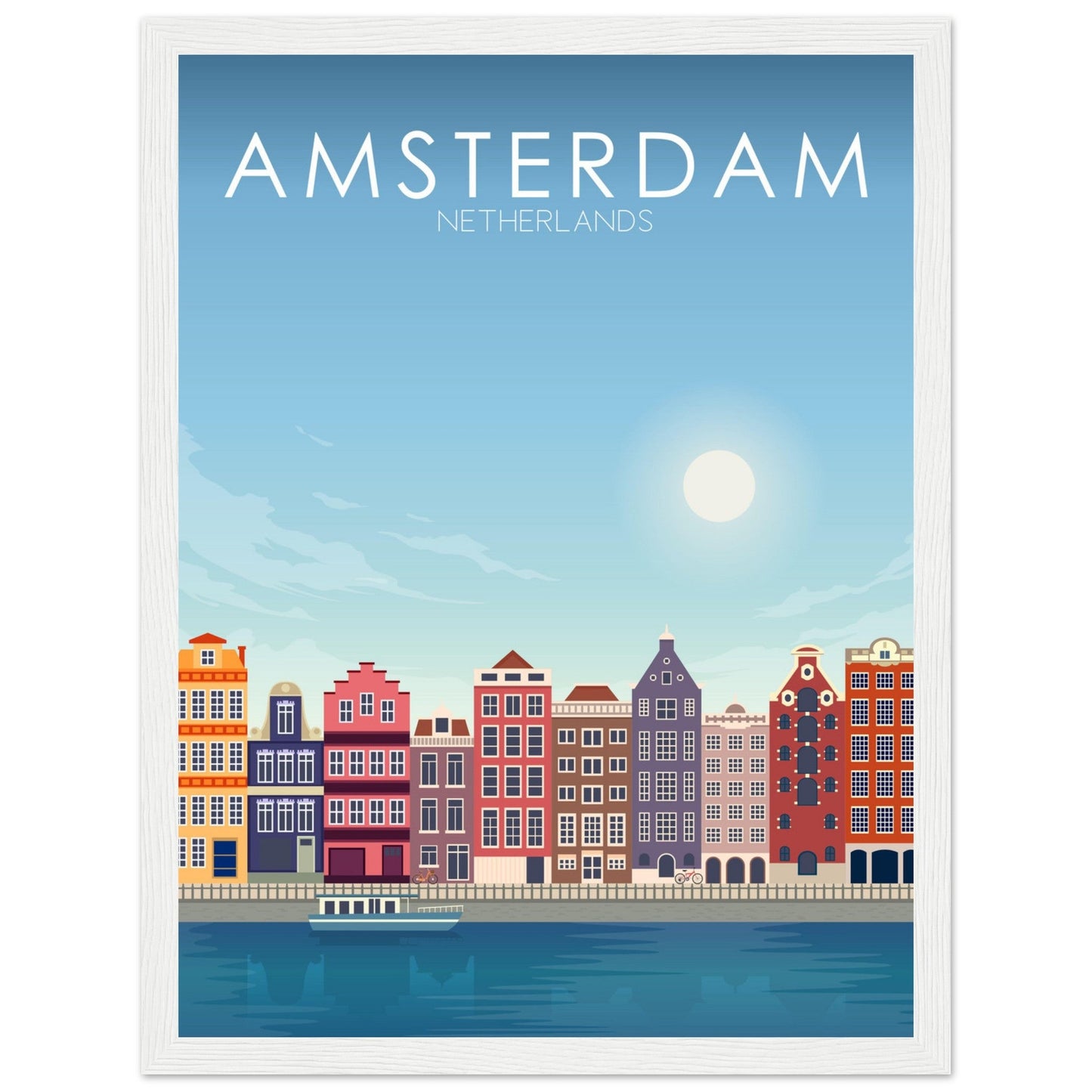 Amsterdam Poster | Amsterdam Wall Art | Amsterdam Daytime Print