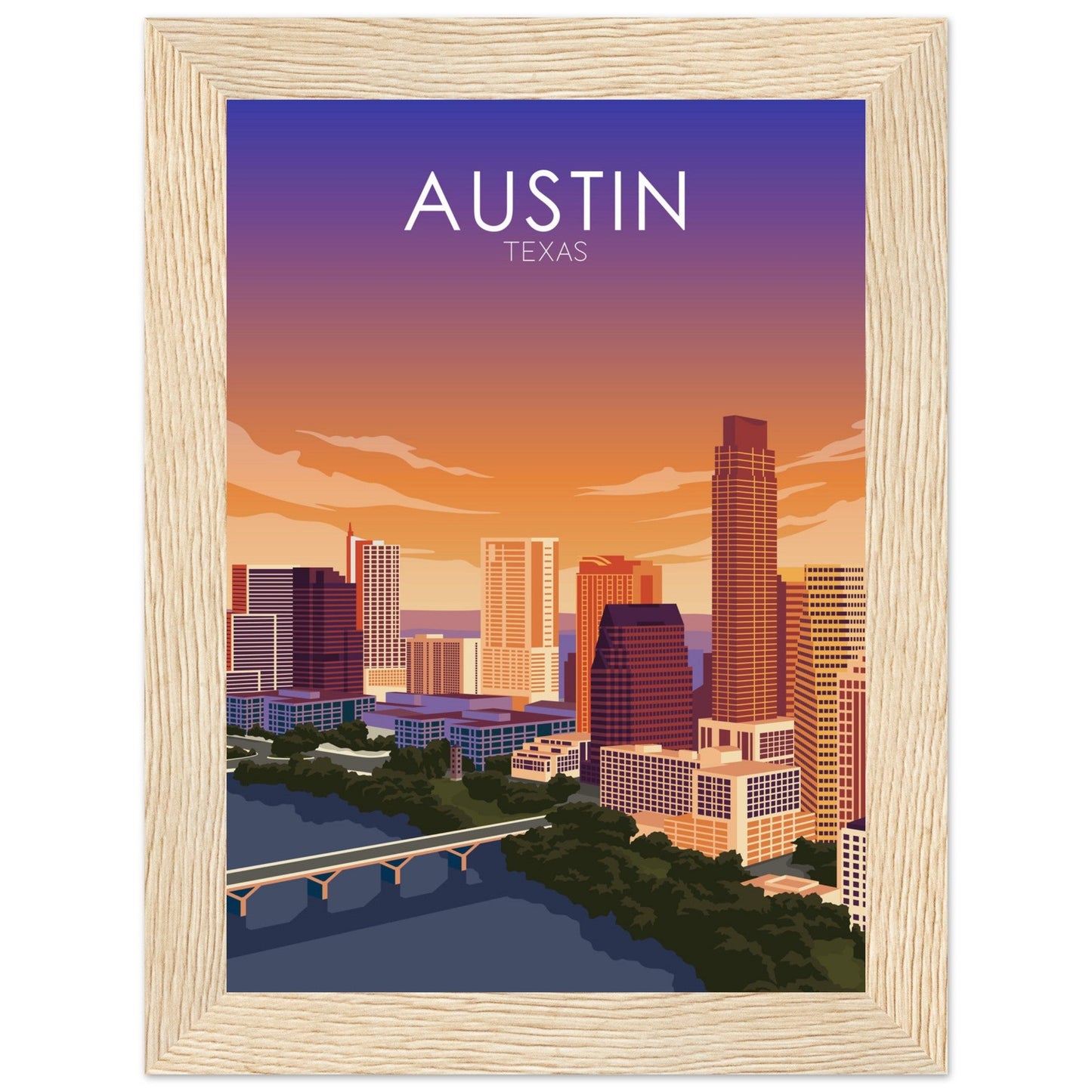 Austin Poster | Austin Wall Art | Austin Sunset Print