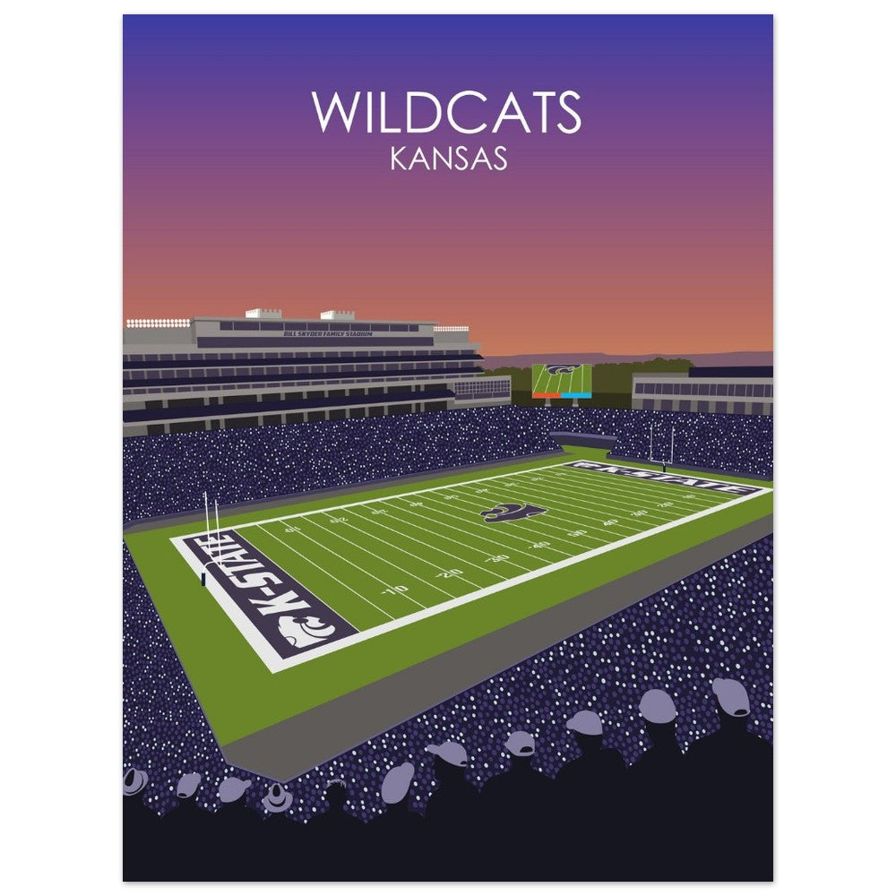 Bill Snyder Family Football Stadium Poster | University of Kansas State Wildcats College Football Stadium Print