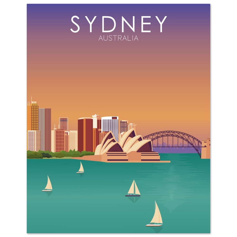 Sydney Poster | Sydney Wall Art | Sydney Sunset Print
