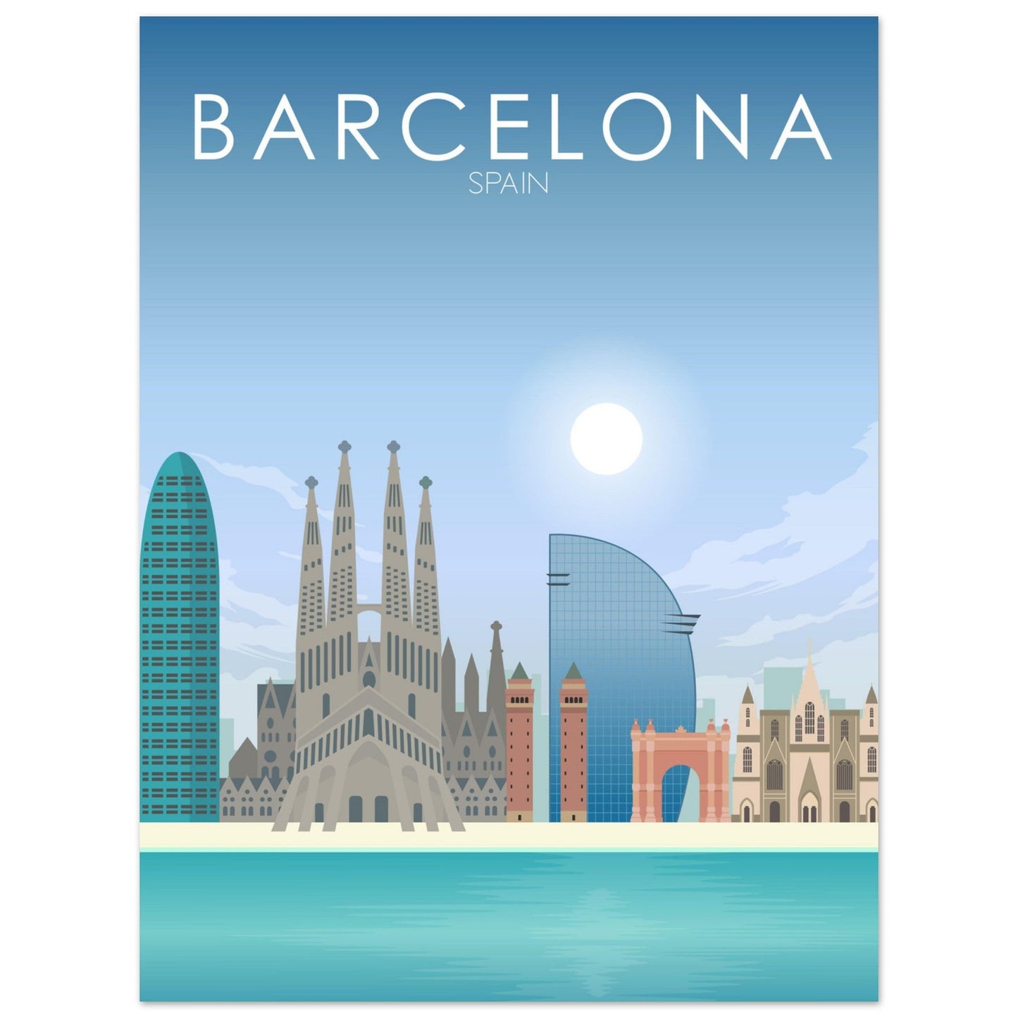 Barcelona Poster | Barcelona Wall Art | Barcelona Daytime Print