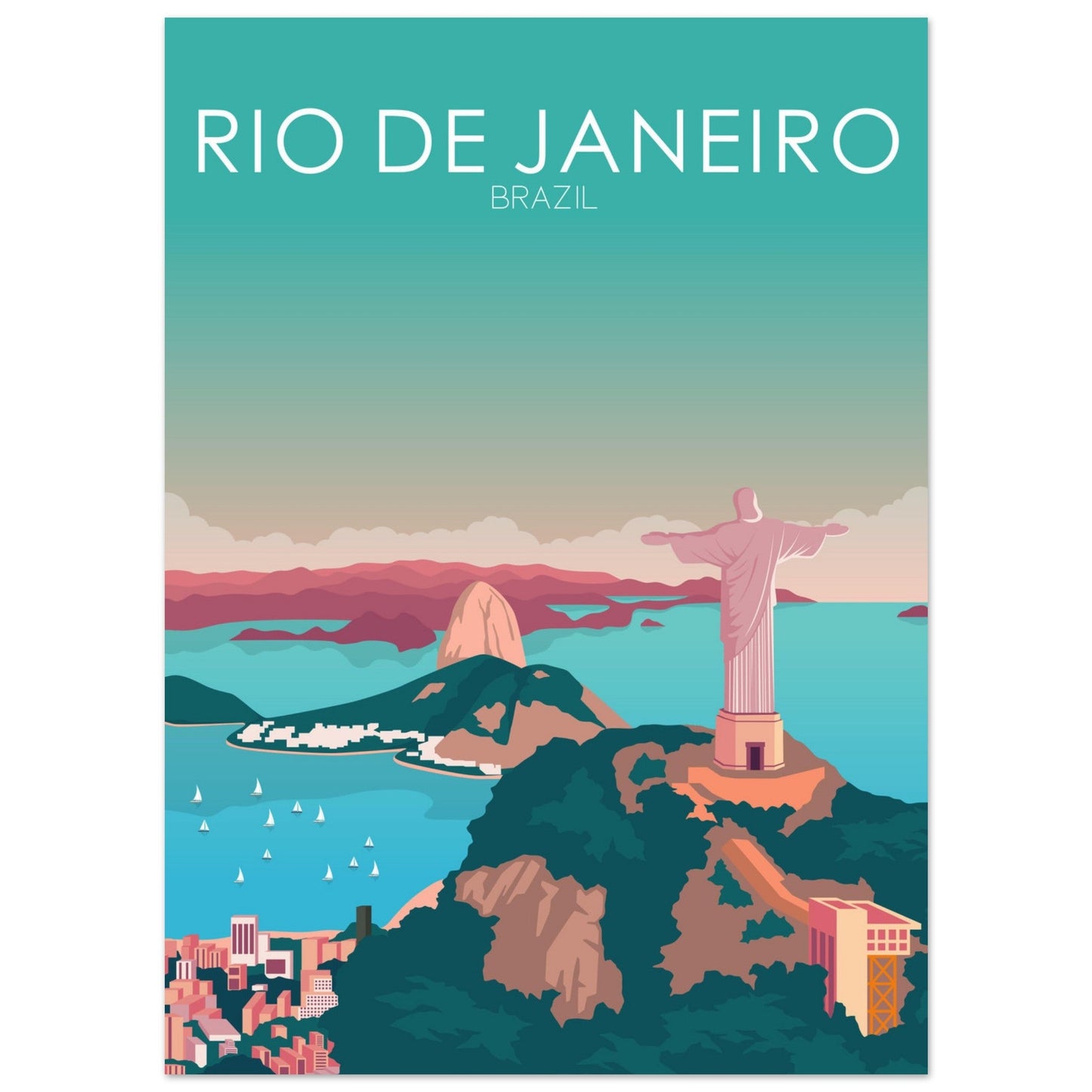 Rio De Janeiro Poster | Rio De Janeiro Wall Art | Rio De Janeiro Pastel Print