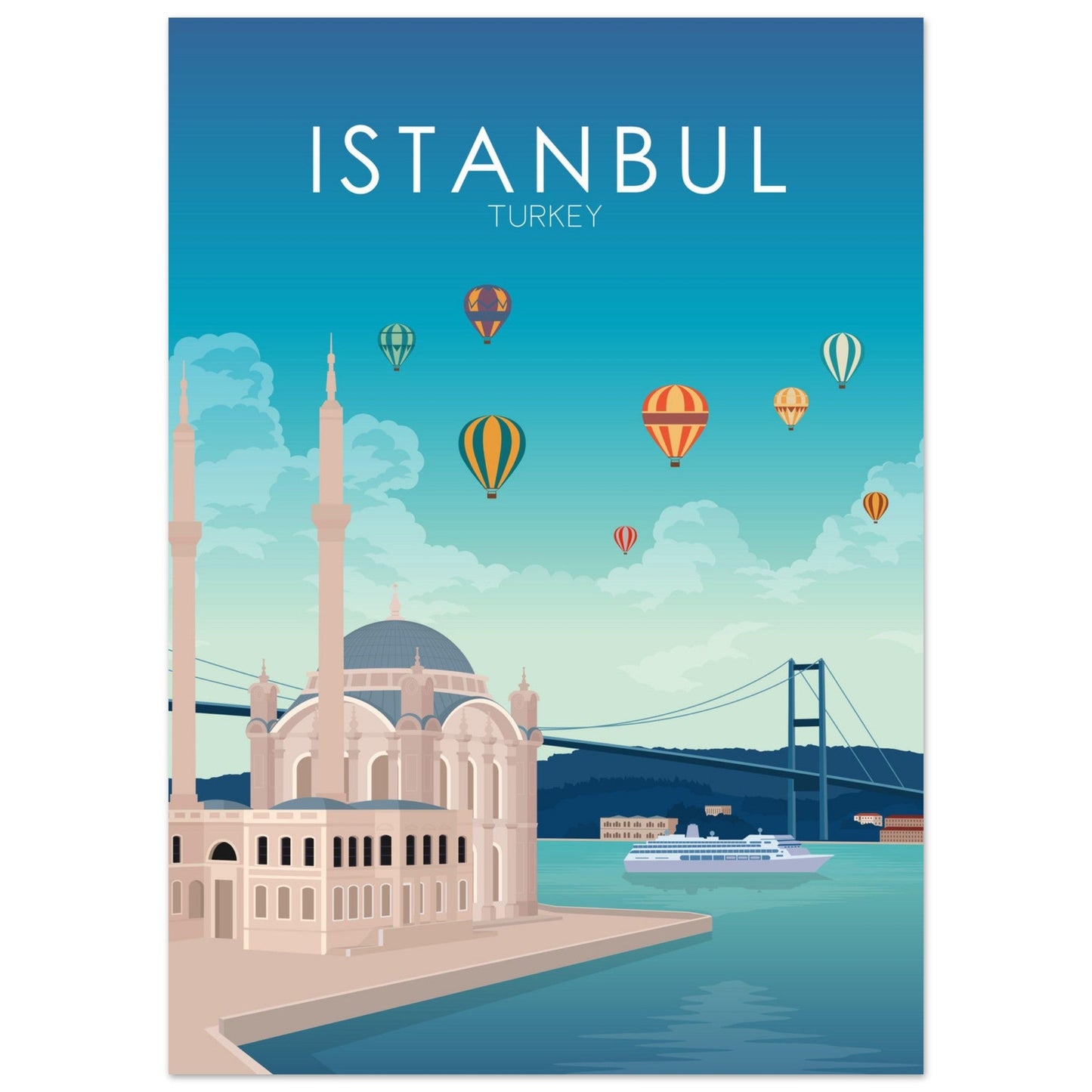 Istanbul Poster | Istanbul Wall Art | Istanbul Daytime Print