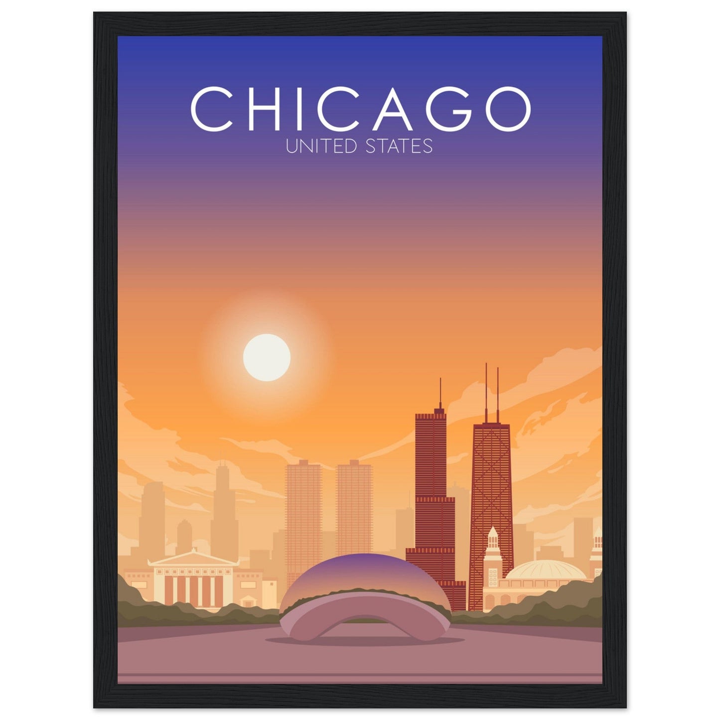 Chicago Poster | Chicago Wall Art | Chicago Sunset Print