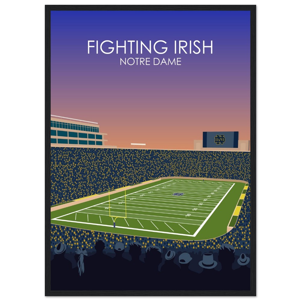 Notre Dame Stadium Poster | University of Notre Dame Fighting Irish College Football Stadium Print