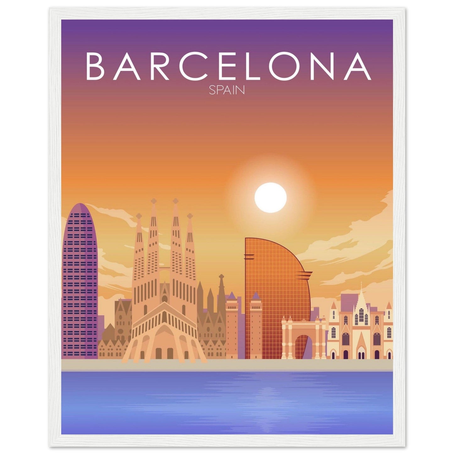 Barcelona Poster | Barcelona Wall Art | Barcelona Sunset Print