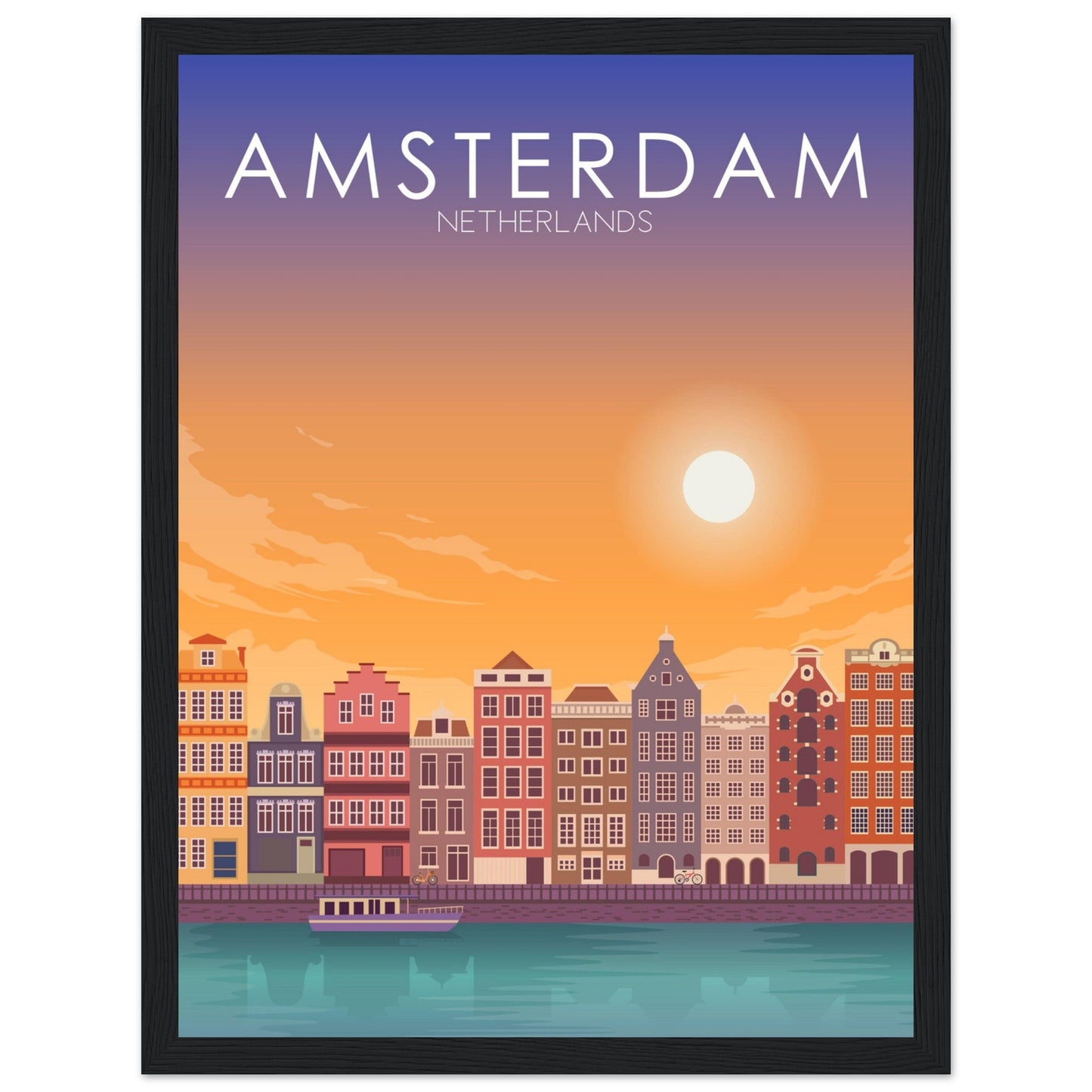 Amsterdam Poster | Amsterdam Wall Art | Amsterdam Sunset Print