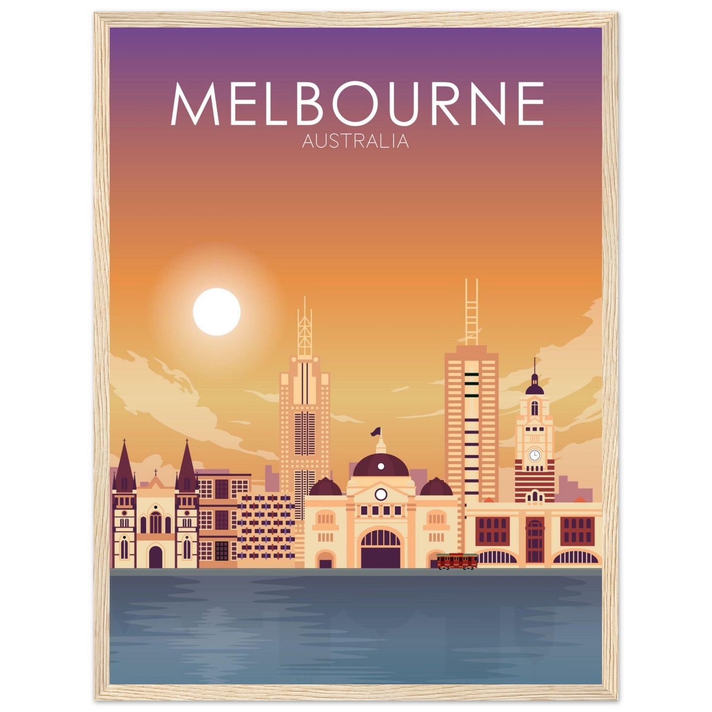 Melbourne Poster | Melbourne Wall Art | Melbourne Sunset Print
