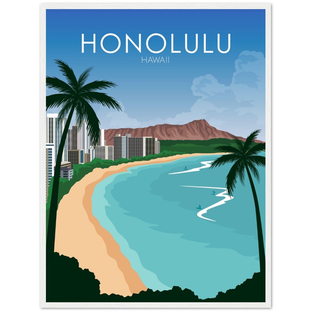 Honolulu Poster | Honolulu Wall Art | Honolulu Daytime Print