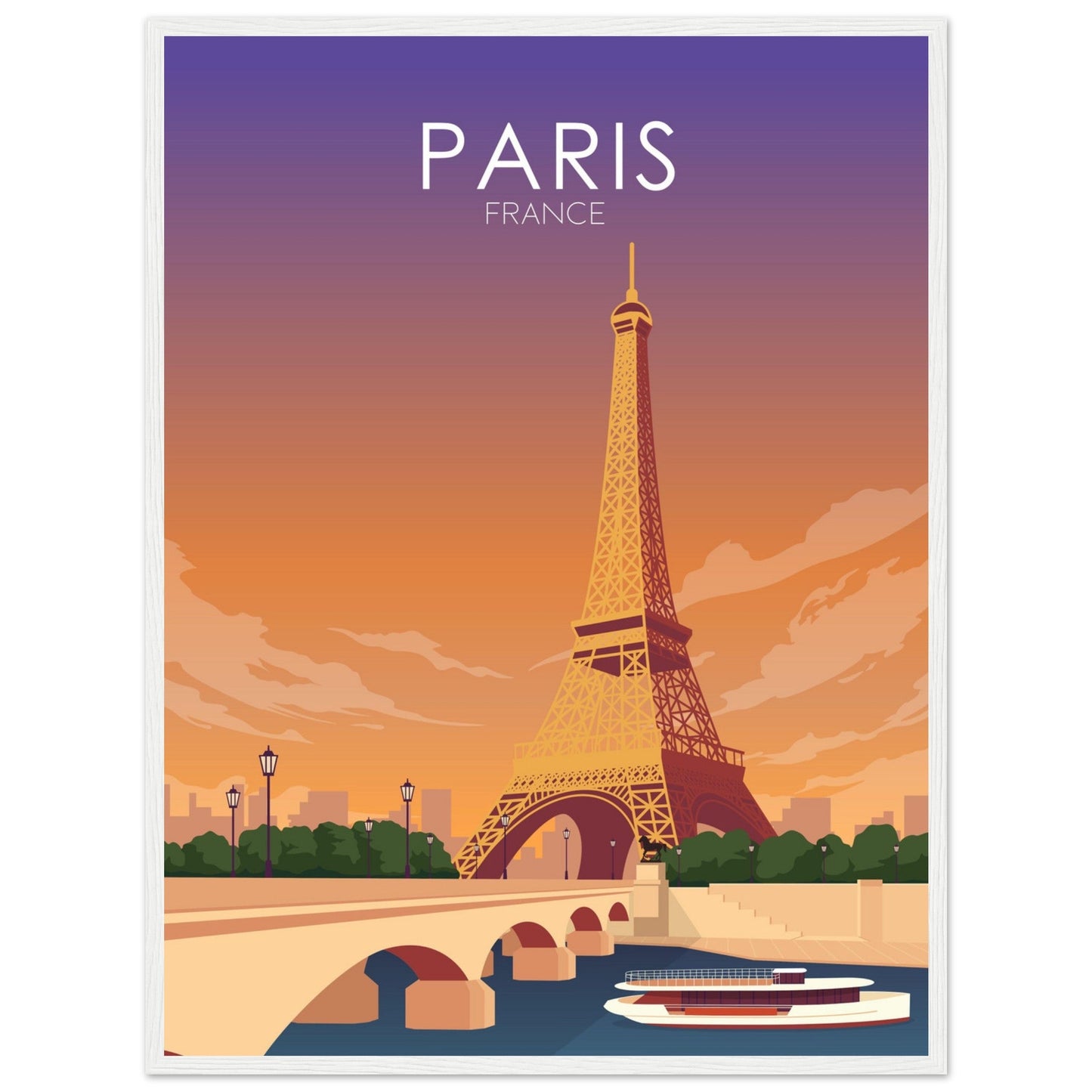 Paris Poster | Paris Wall Art | Paris Sunset Print