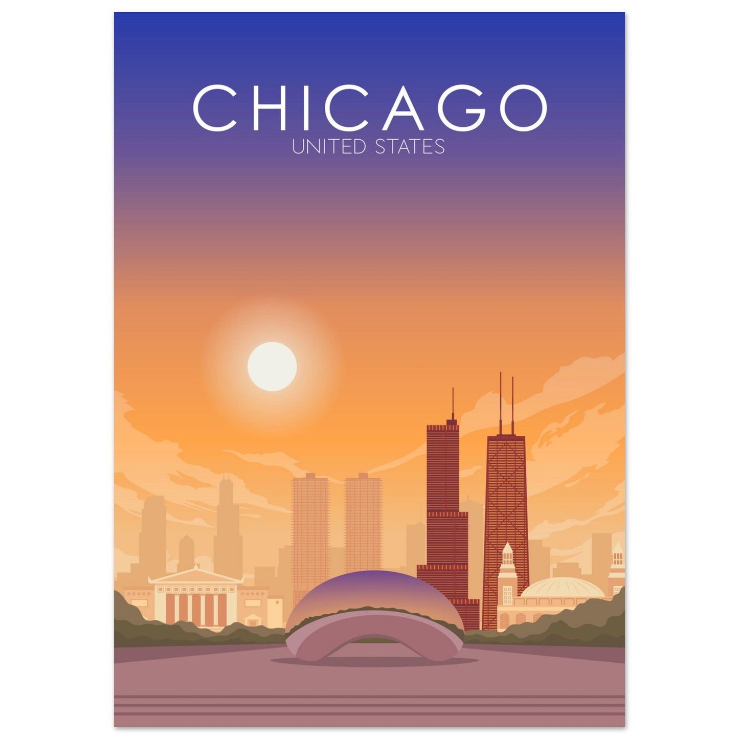 Chicago Poster | Chicago Wall Art | Chicago Sunset Print