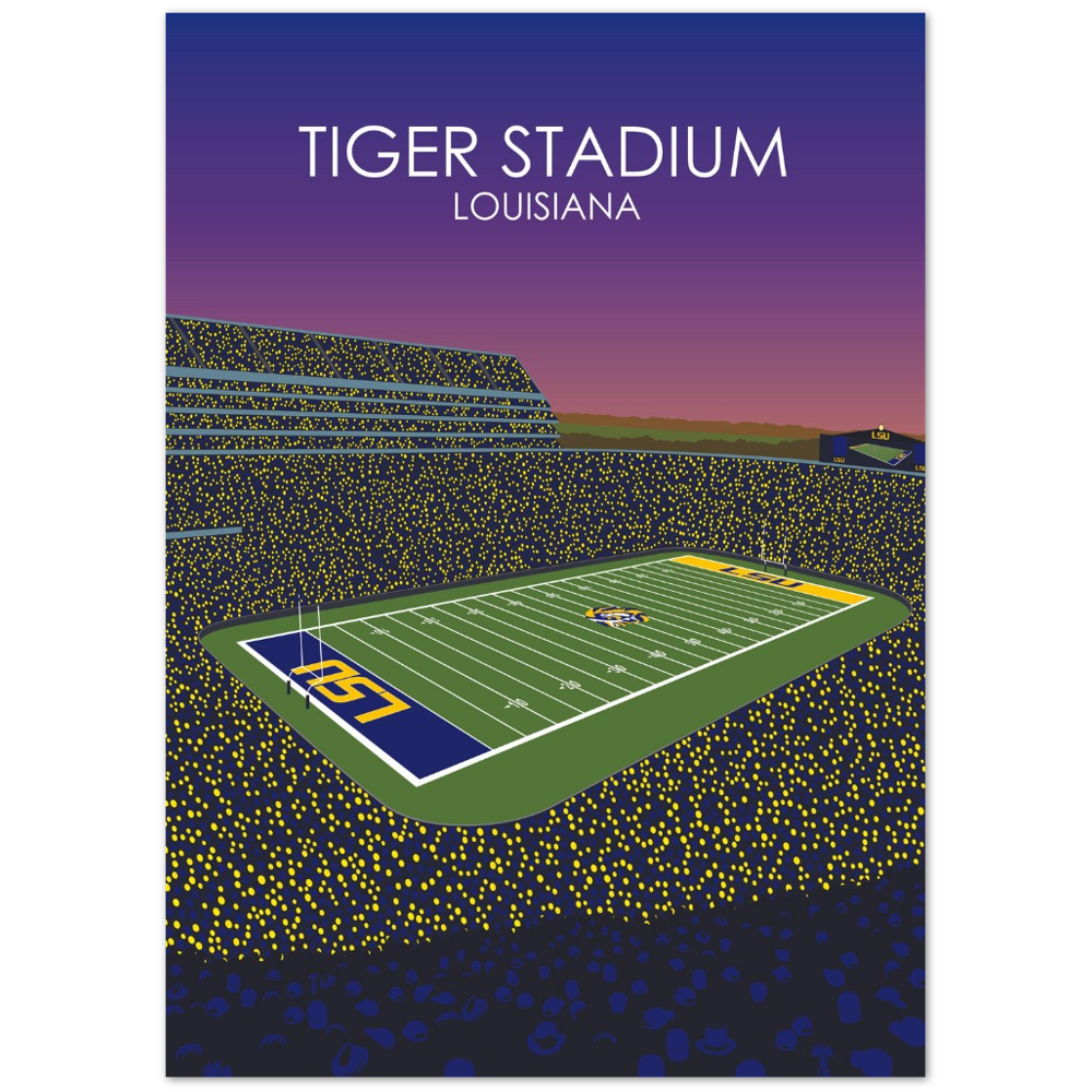 Tiger Stadium Poster | LSU Print | University of Louisiana College Football Stadium Print