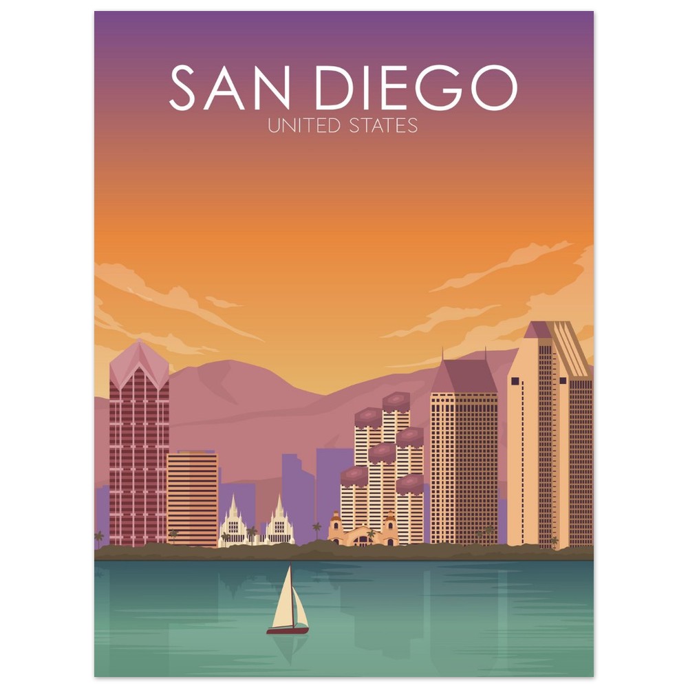 San Diego Poster | San Diego Wall Art | San Diego Sunset Print