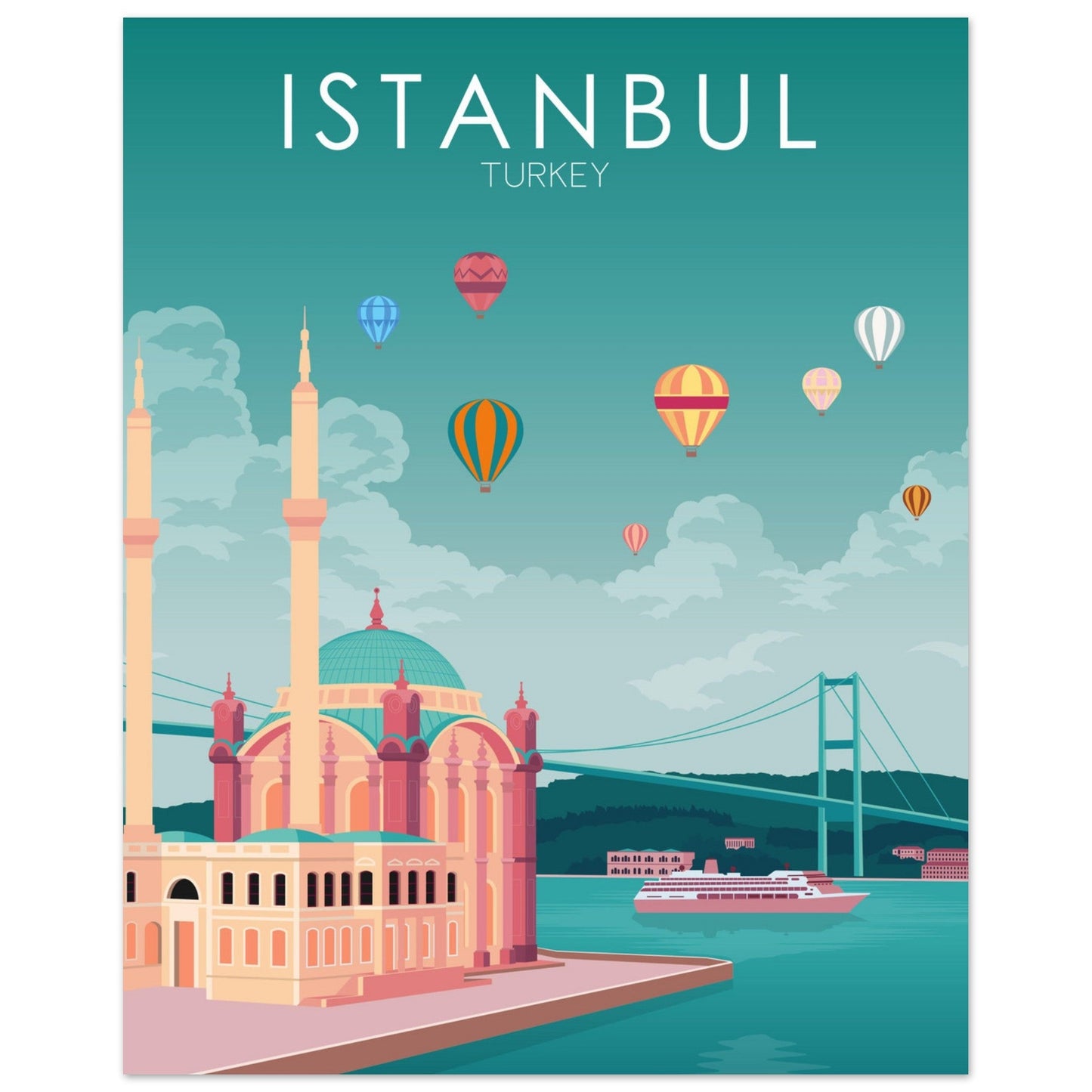 Istanbul Poster | Istanbul Wall Art | Istanbul Pastel Print