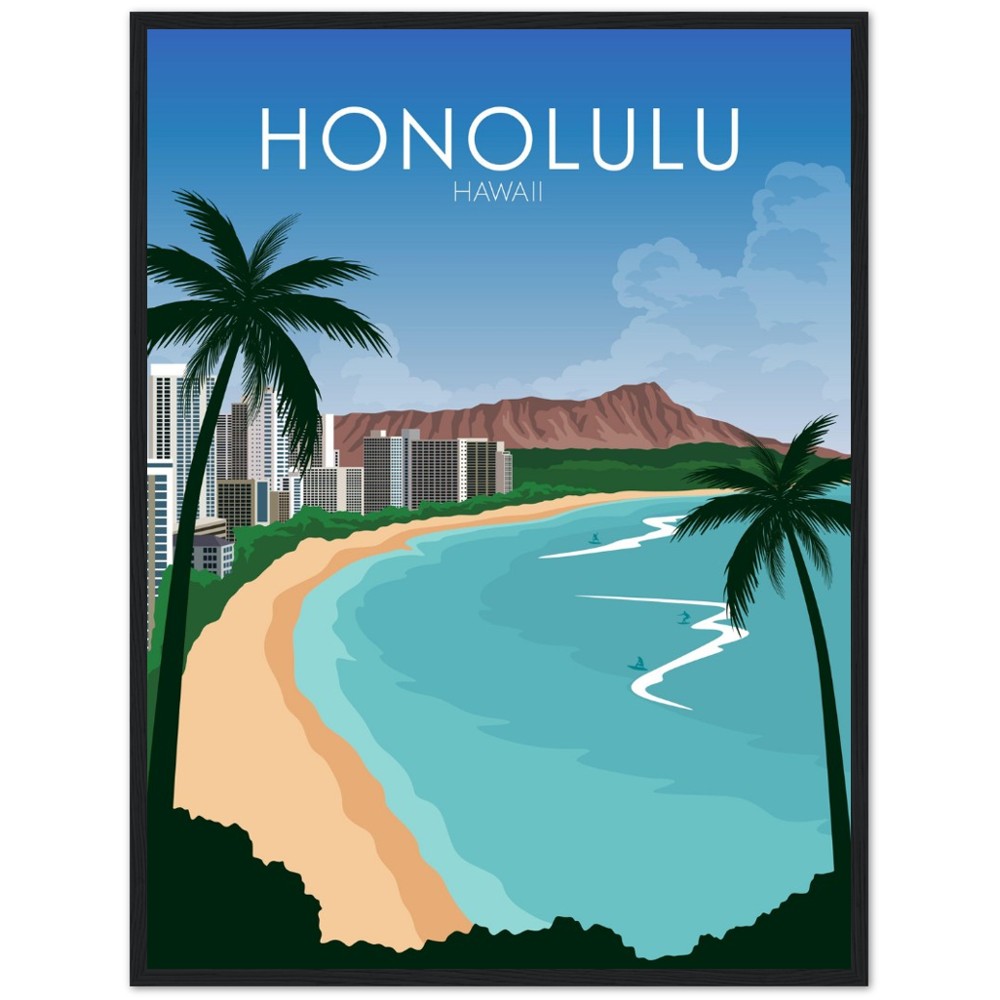 Honolulu Poster | Honolulu Wall Art | Honolulu Daytime Print