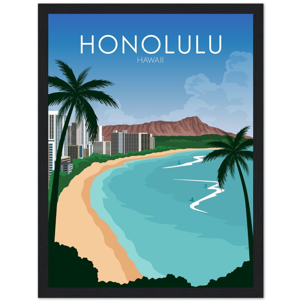 Honolulu Poster | Honolulu Wall Art | Honolulu Daytime Print
