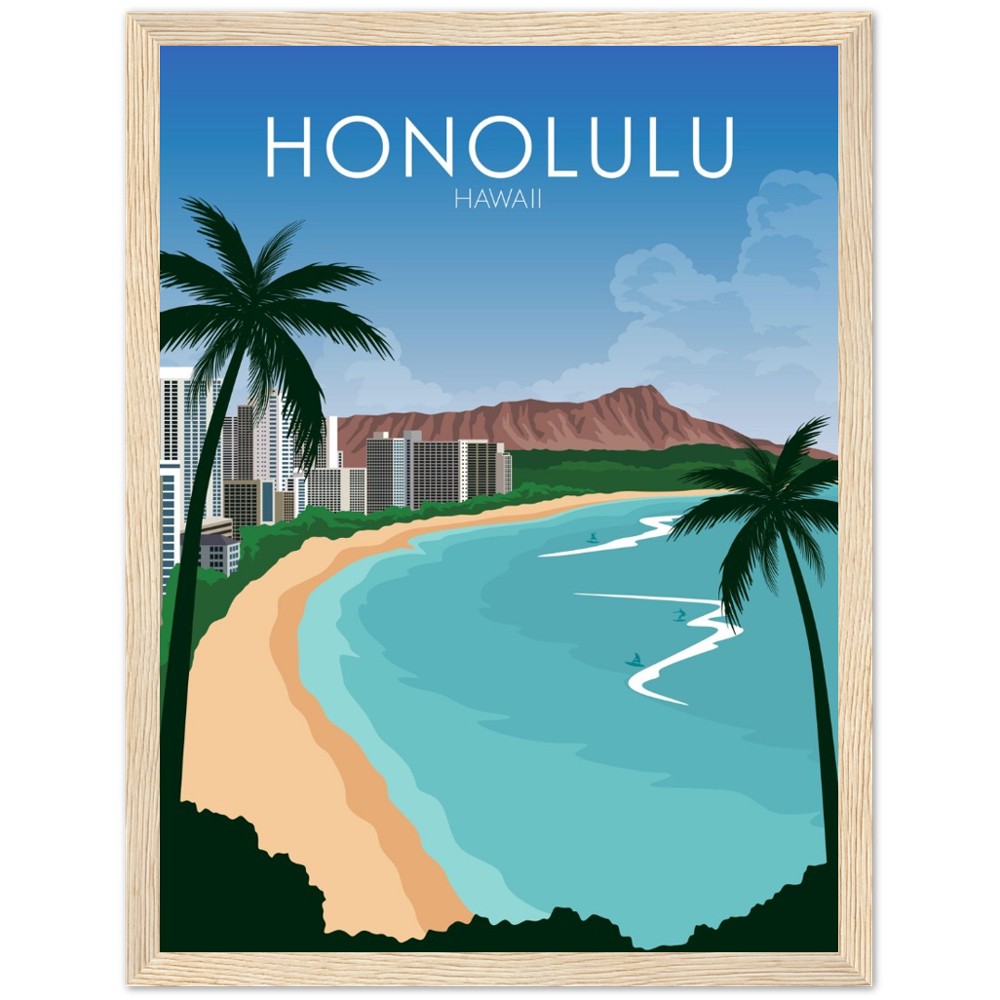 Honolulu Poster | Honolulu Wall Art | Honolulu Daytime Print