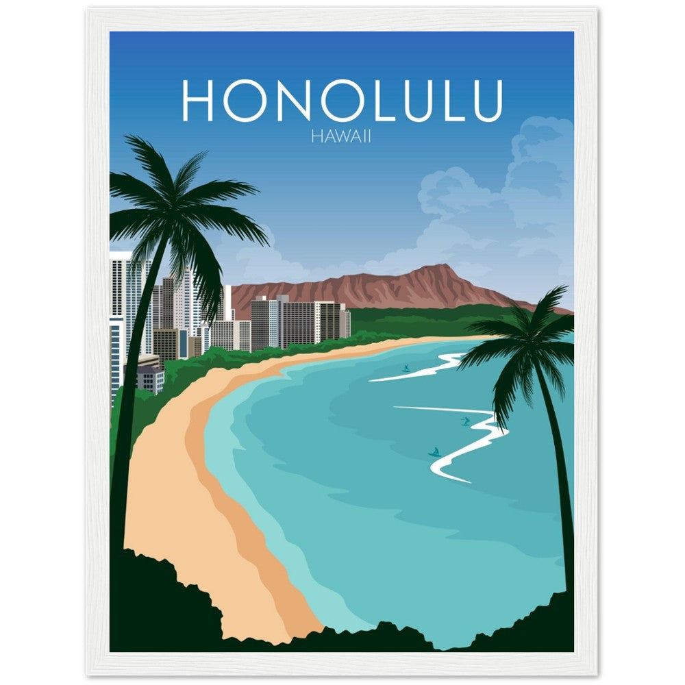 Honolulu Poster | Honolulu Wall Art | Honolulu Daytime Print