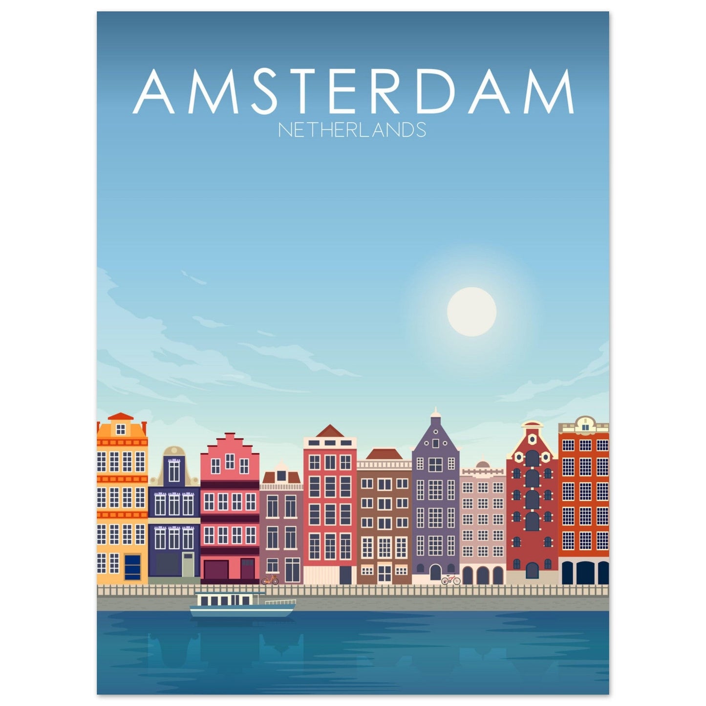 Amsterdam Poster | Amsterdam Wall Art | Amsterdam Daytime Print