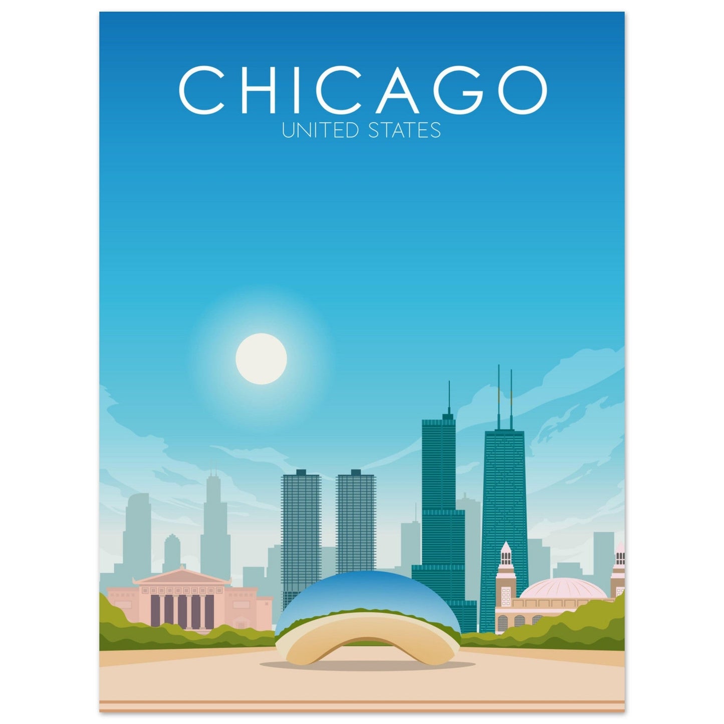 Chicago Poster | Chicago Wall Art | Chicago Daytime Print