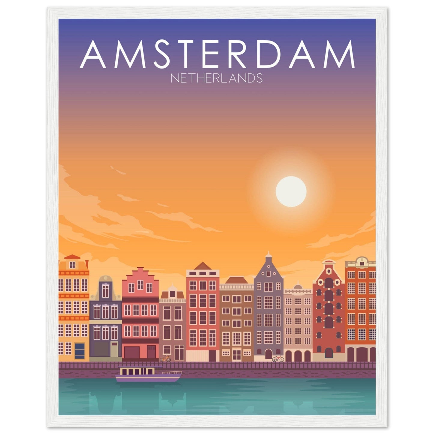 Amsterdam Poster | Amsterdam Wall Art | Amsterdam Sunset Print