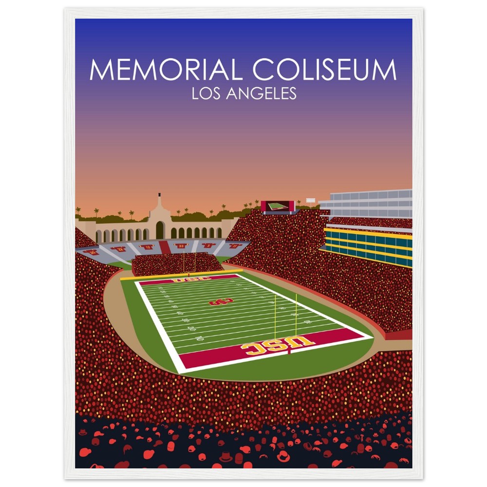 United Airlines Field at Los Angeles Memorial Coliseum Poster | USC Print | University of Southern California Football Stadium Print