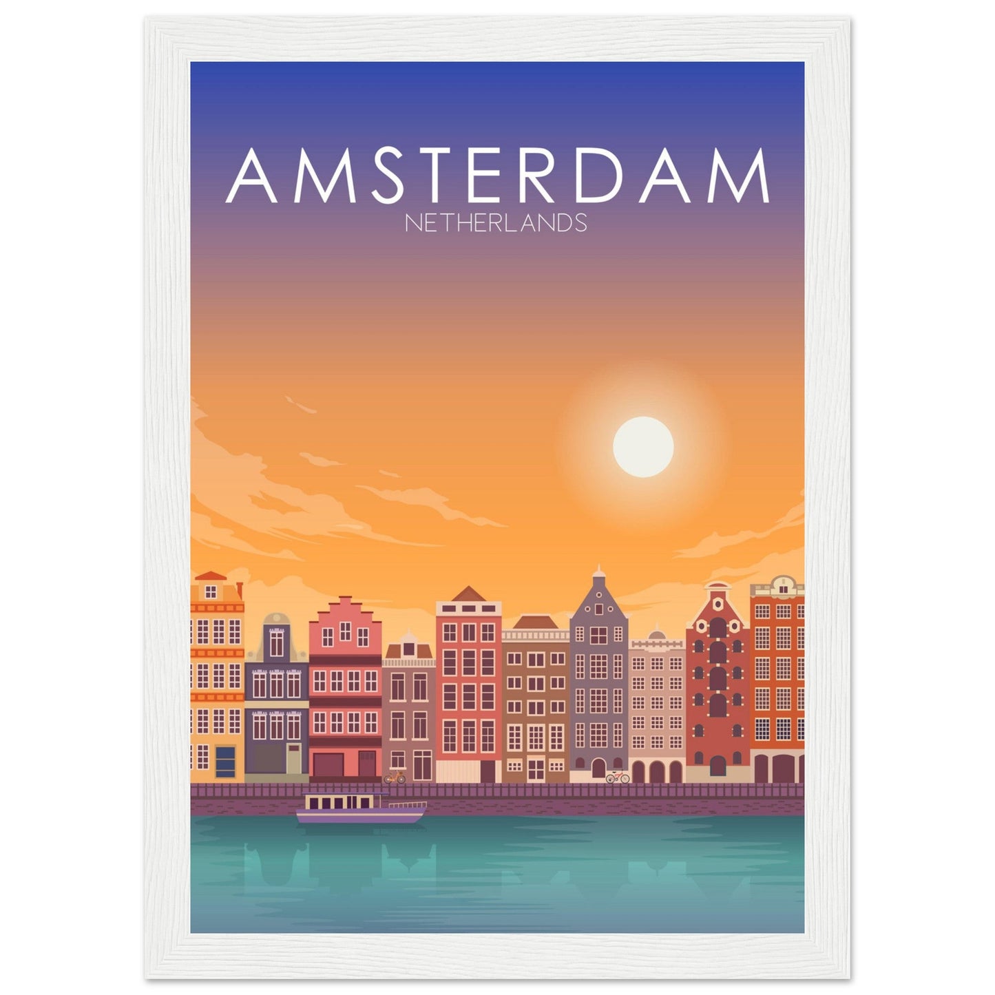 Amsterdam Poster | Amsterdam Wall Art | Amsterdam Sunset Print