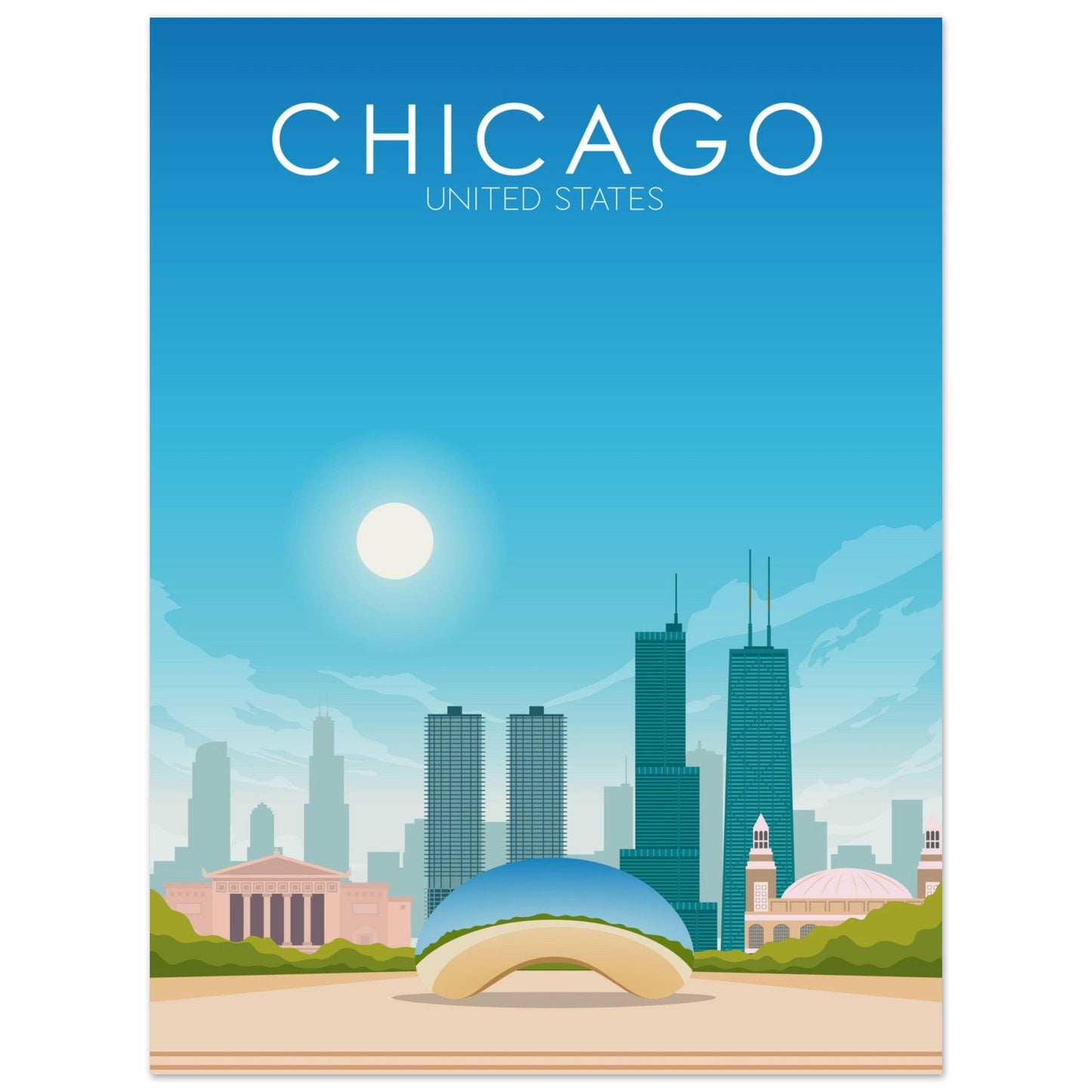 Chicago Poster | Chicago Wall Art | Chicago Daytime Print