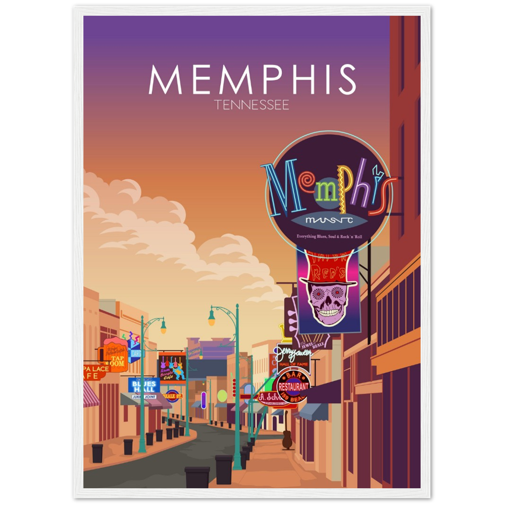 Memphis Poster | Memphis Wall Art | Memphis Sunset Print