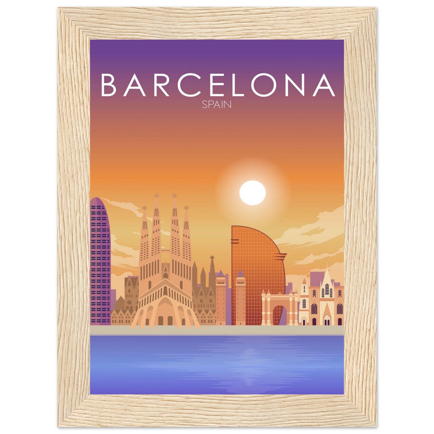 Barcelona Poster | Barcelona Wall Art | Barcelona Sunset Print