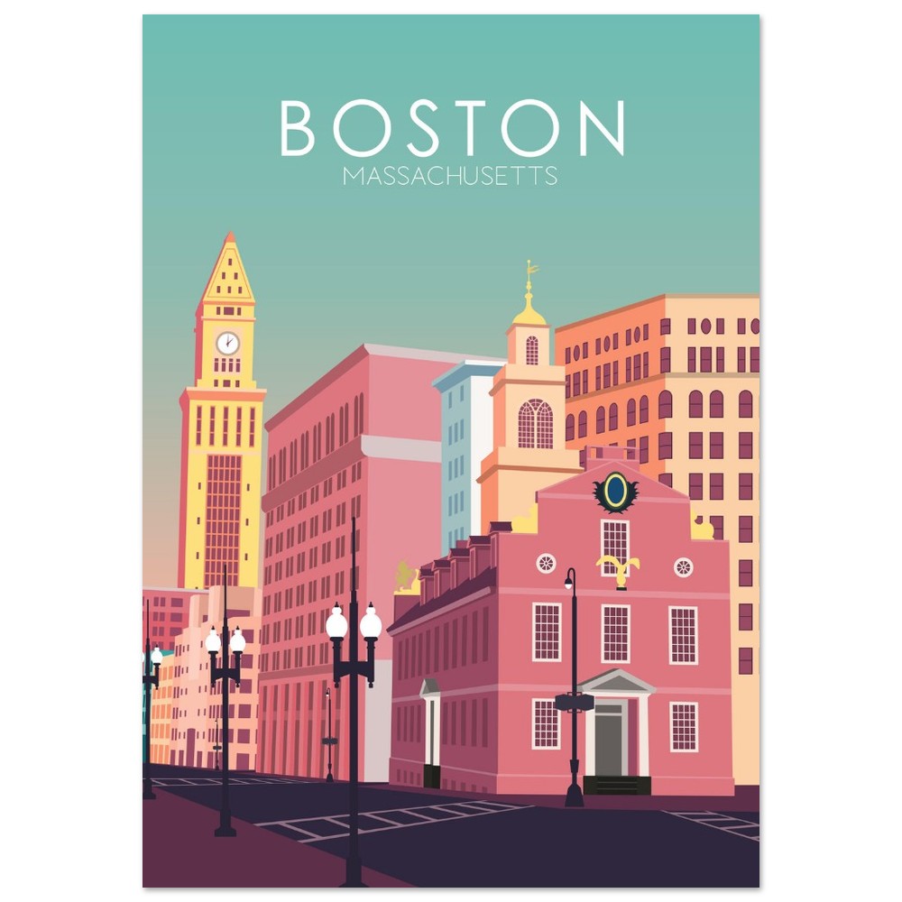 Boston Poster | Boston Wall Art | Boston Pastel Print