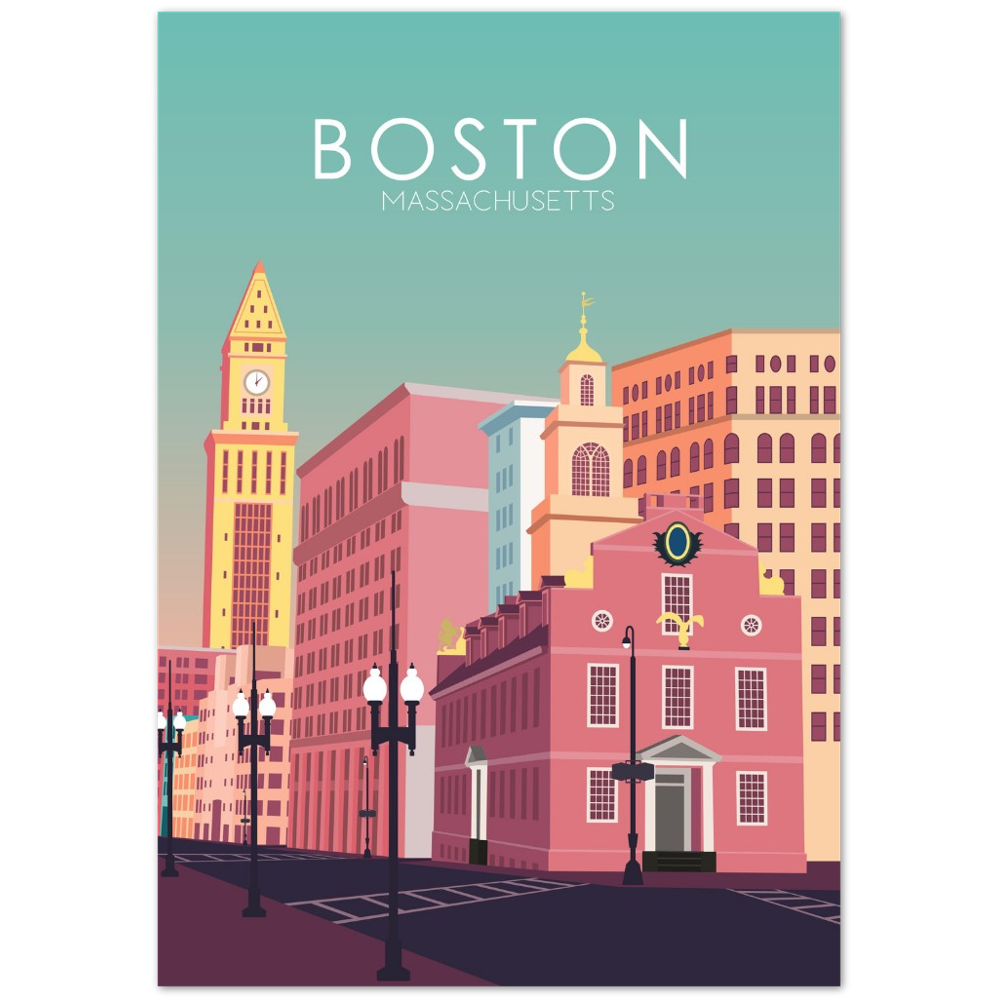 Boston Poster | Boston Wall Art | Boston Pastel Print
