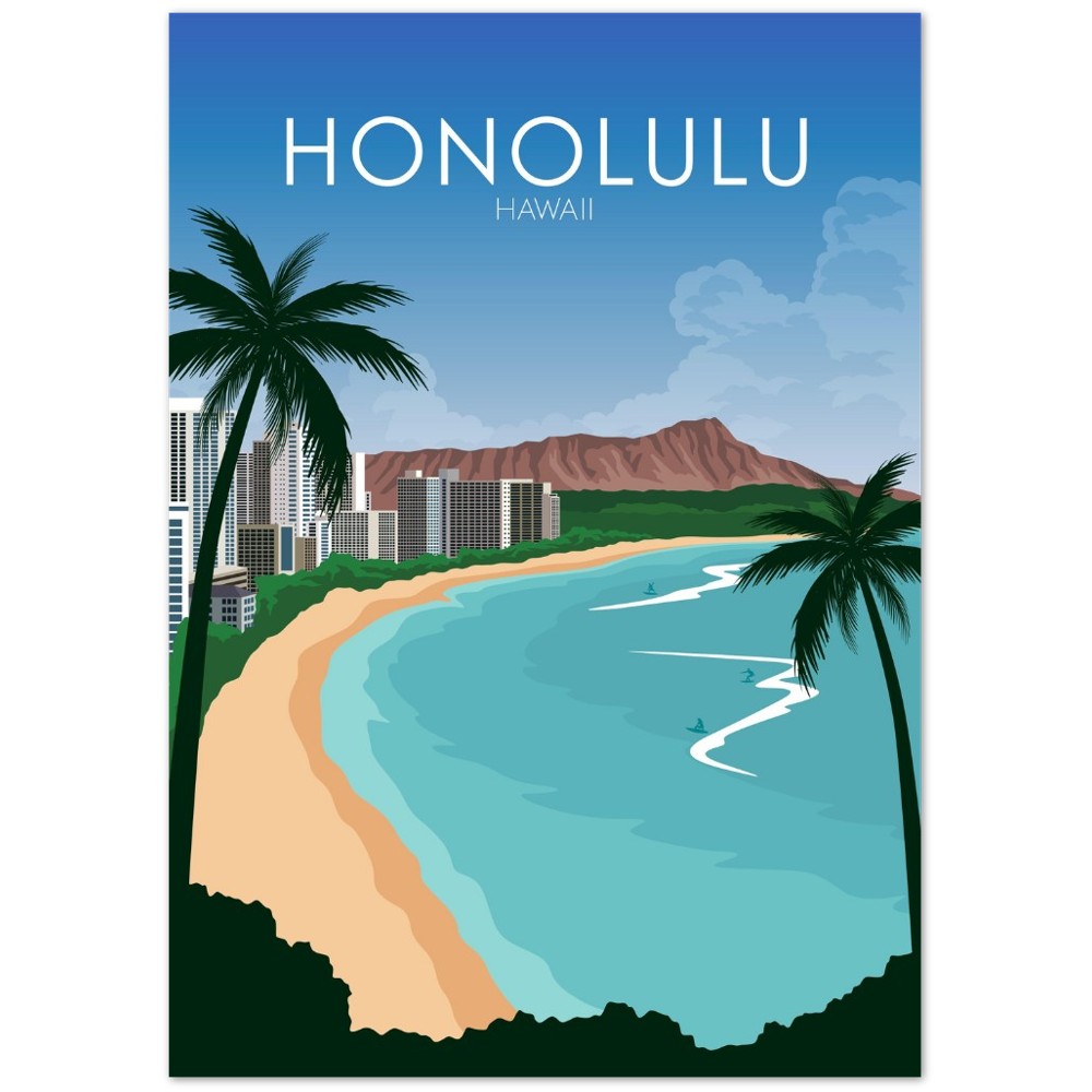 Honolulu Poster | Honolulu Wall Art | Honolulu Daytime Print