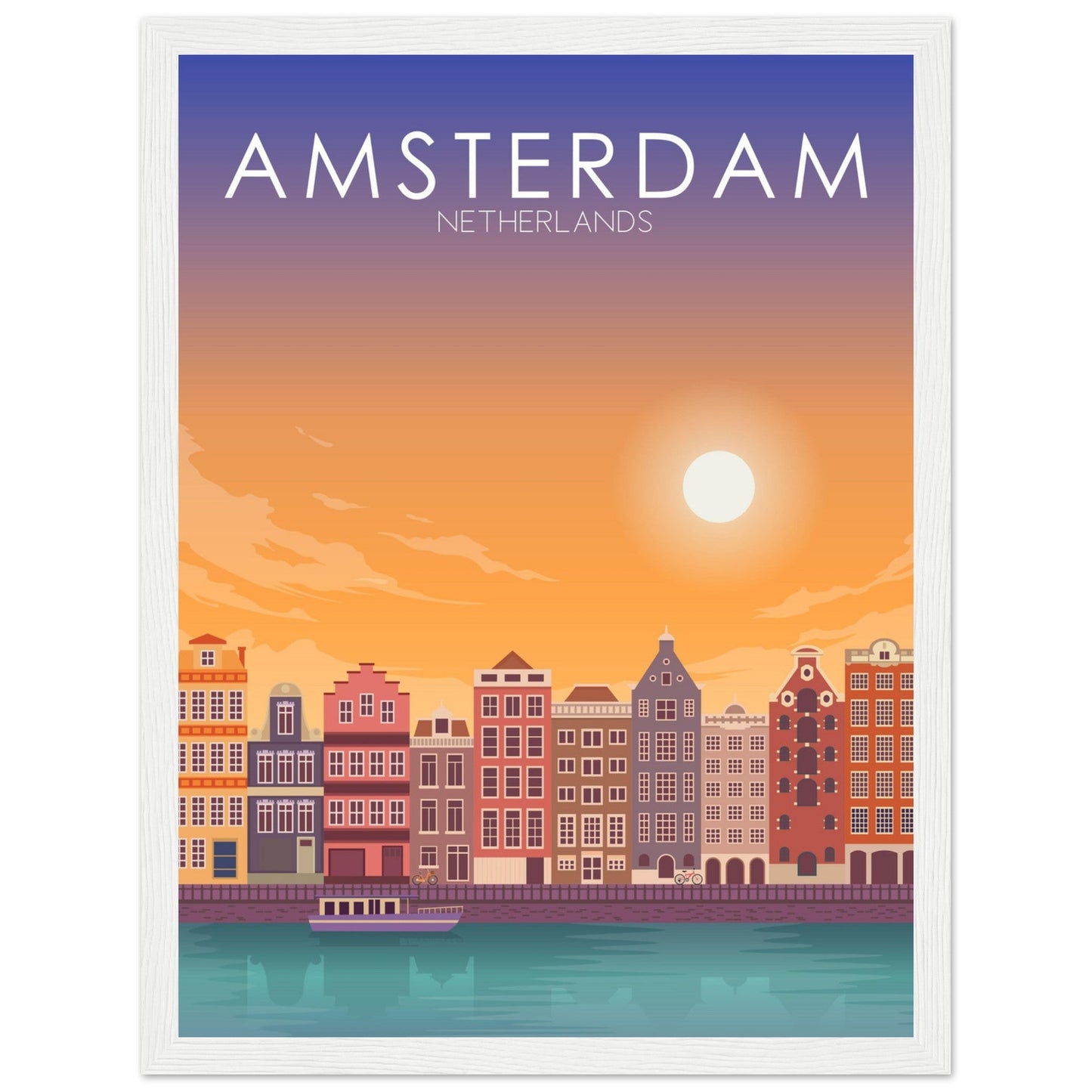 Amsterdam Poster | Amsterdam Wall Art | Amsterdam Sunset Print