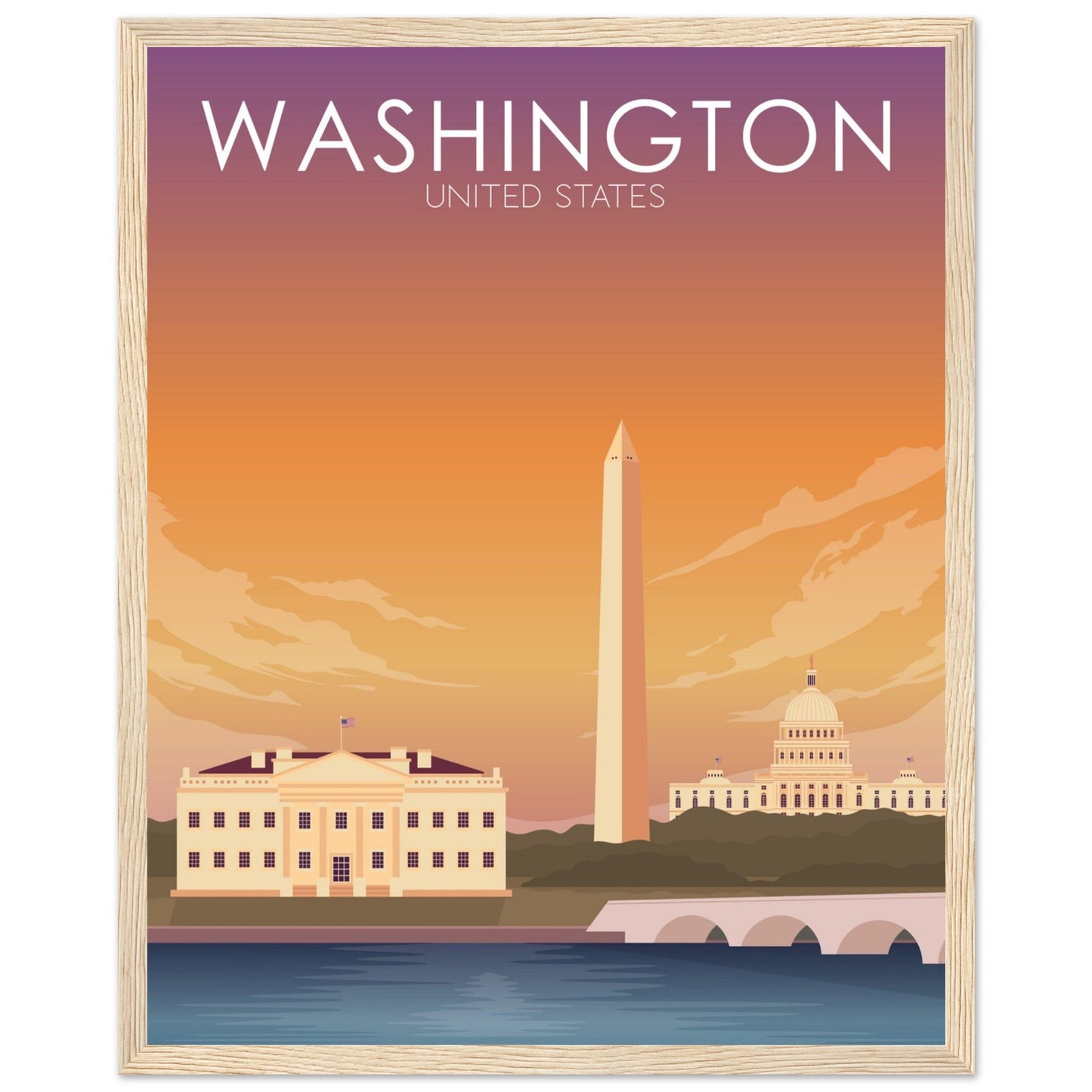 Washington Poster | Washington DC Wall Art | Washington DC Sunset Print