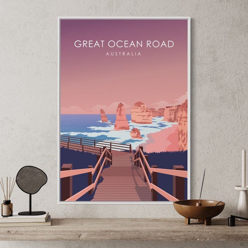Great Ocean Road Poster | Great Ocean Road Print | Great Ocean Road Pastel Wall Art
