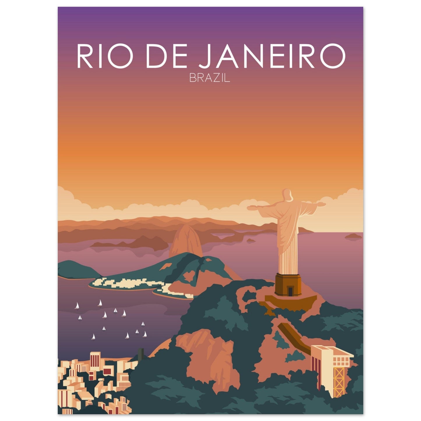 Rio De Janeiro Poster | Rio De Janeiro Wall Art | Rio De Janeiro Sunset Print