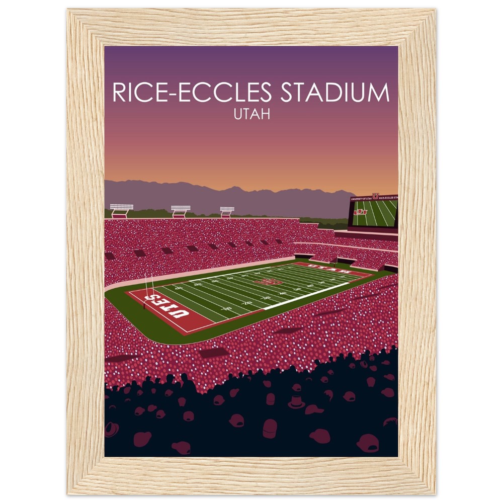 Rice-Eccles Stadium Poster | University of Utah College Football Stadium Print